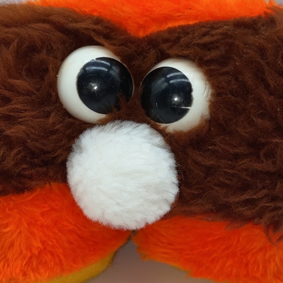 Vintage Hand Made Plush Stuffed Toy Yellow Horns Brown Orange Body with Tail - Picture 2 of 12